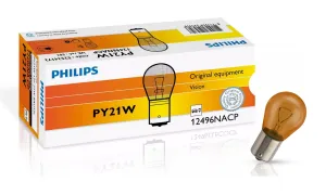 Glödlampa 12V PY21W BAU15s gul Philips
