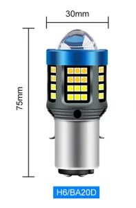 H6 LED (BA20D) 20000Lm Hel/halvljus (vit/gul)