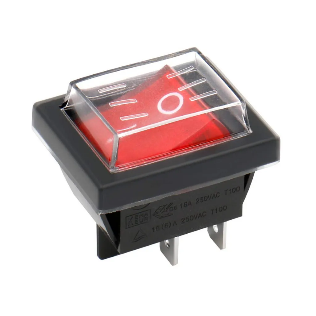 Strömbrytare 12-250V 16A Röd