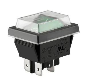 Strömbrytare 12-250V 16A Grön