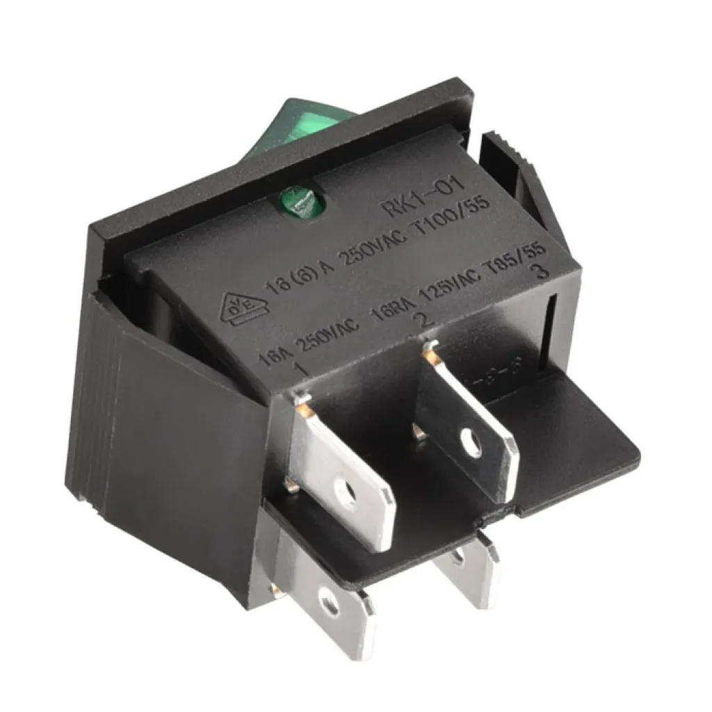 Strömbrytare 12-250V 16A Grön