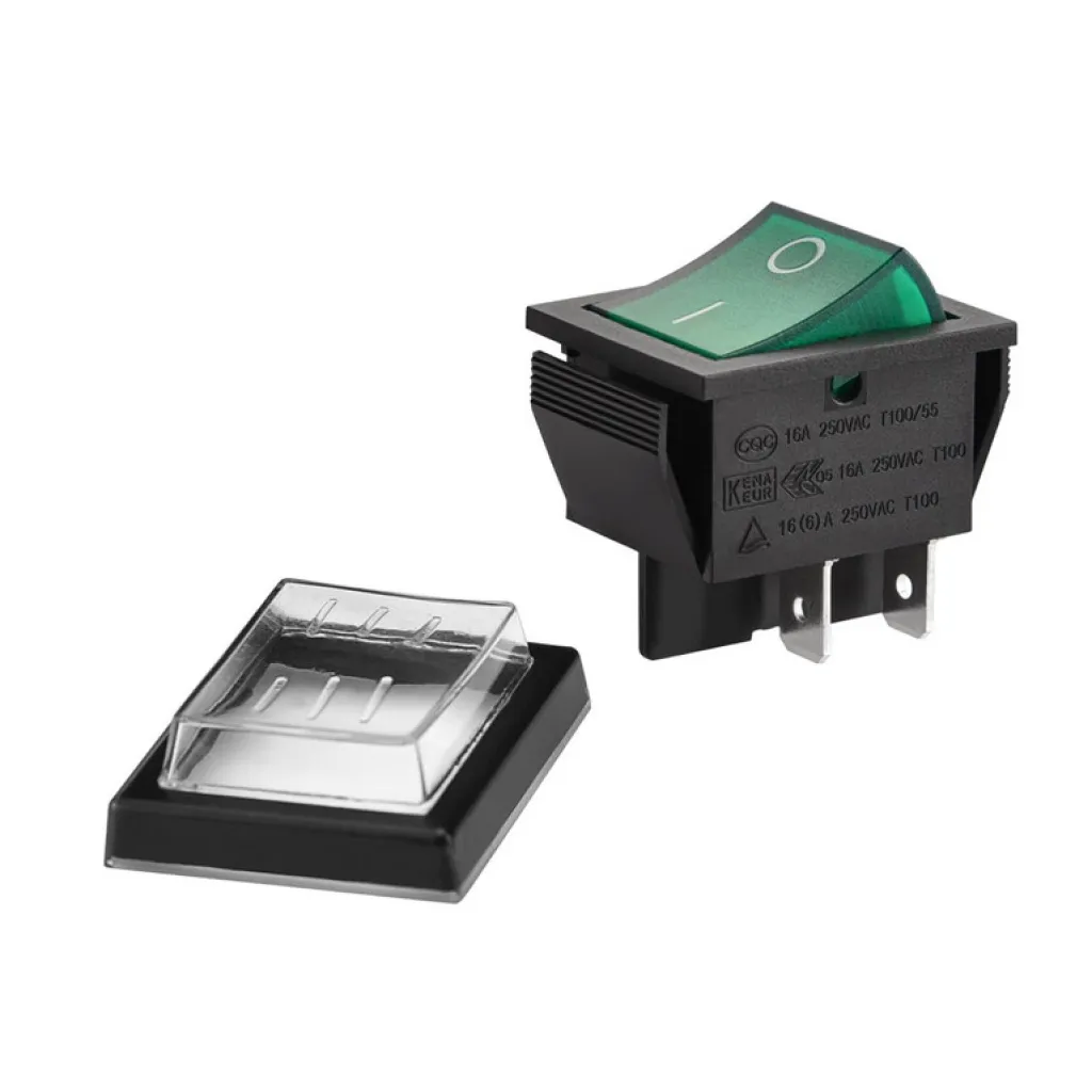 Strömbrytare 12-250V 16A Grön