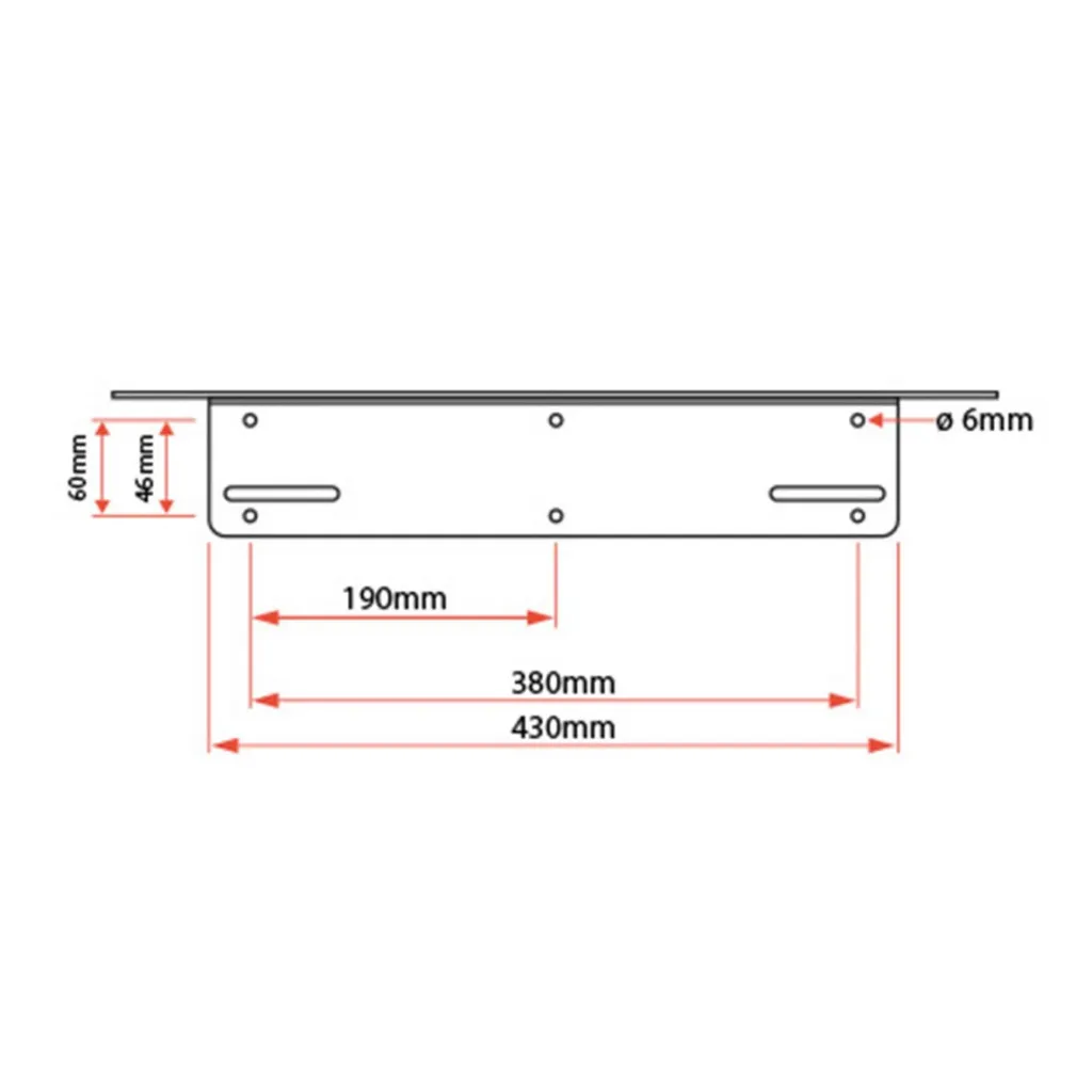 Regskyltsfäste för ljusramp aluminium 11 håls