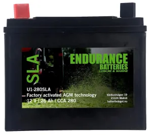 Batteri AGM MC 12V 26Ah 280CCA Endurance +V