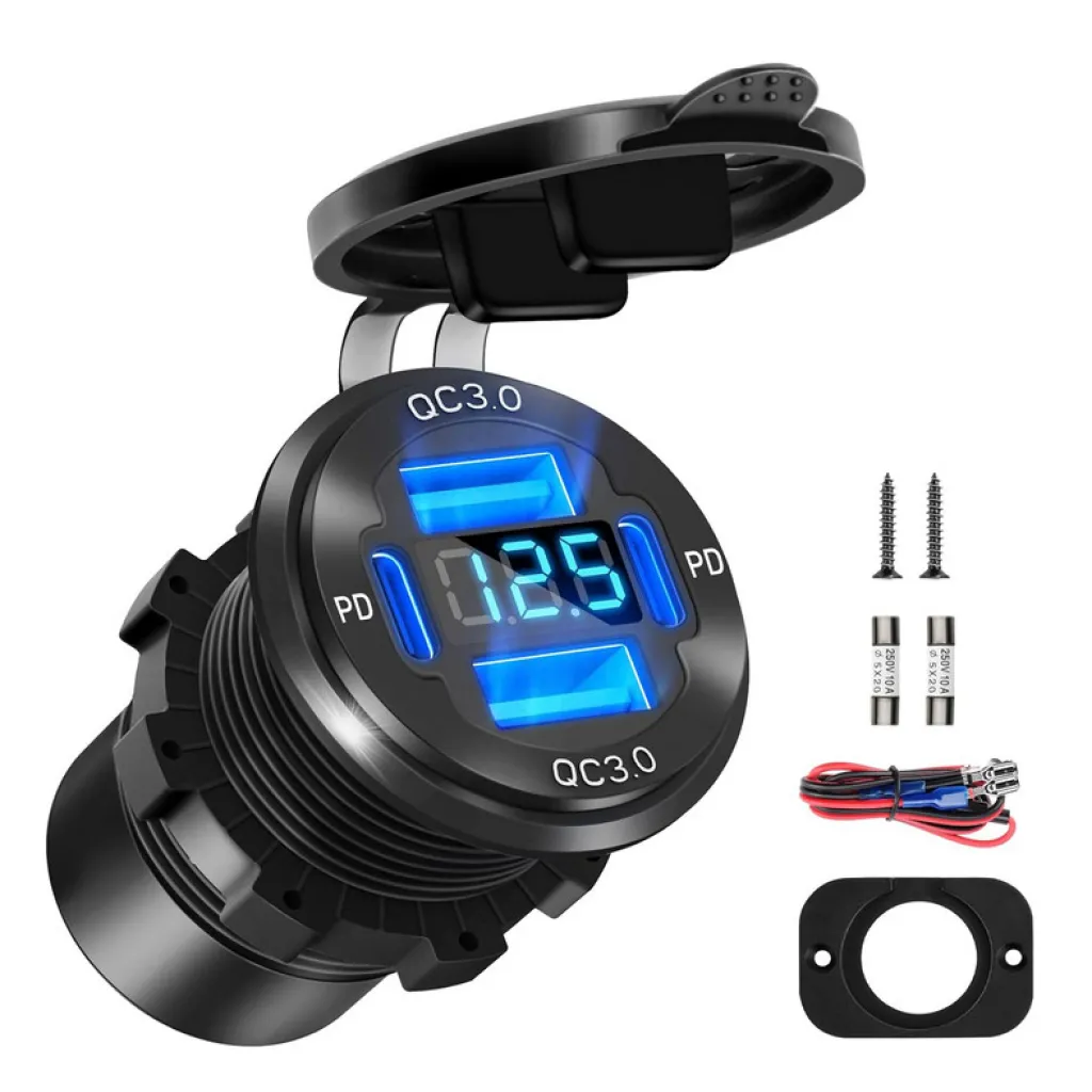 USB-uttag med dubbla C och QC 3.0 för infälld montering