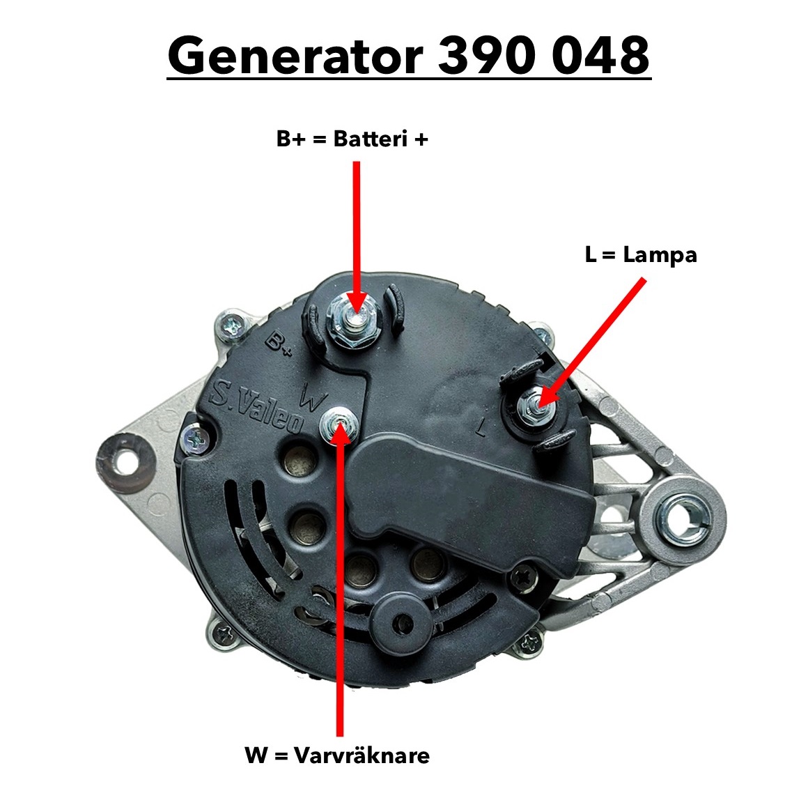 Generator 12V 125A, för extern regulator